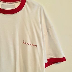 Bad with Phones Red & White Oversized Tee